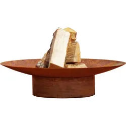 Feuerschale , Rostfarben , Metall , 58x13.6x58 cm , Handmade in Europe, Made in Europe, Grüner Punkt , abnehmbare Standfüße, hitzebeständig , Gartenmöbel, Feuerschalen & Feuerkörbe