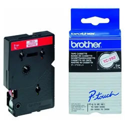 Brother Druckerband Schriftband TC-292 TC292, 9 mm rot auf weiß
