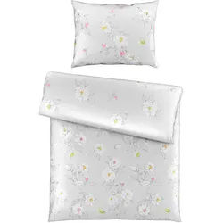Esposa Bettwäsche , Silberfarben , Textil , Blume , 140 cm , Oeko-Tex® Standard 100 , pflegeleicht, atmungsaktiv, schadstoffgeprüft , Heimtextilien, Bettwäsche & Leintücher, Bettwäsche, Satin-Bettwäsche