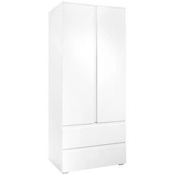 Mid.you Drehtürenschrank , Weiß , Holzwerkstoff , 3 Fächer , 2 Schubladen , 80x191x55 cm , griffloses Öffnen , Schlafzimmer, Komplette Schlafzimmer und Serien, Schlafzimmerserien