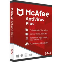 McAfee Antivirus Plus 2026 | Download + Produktschlüssel | 5 Geräte / 3 Jahre