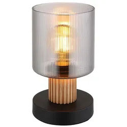GLOBO LIGHTING Tischleuchte, Leuchtmittel nicht inklusive, Tischleuchte Tischlampe Schlafzimmerlampe Leselampe Glas rauch H 21 cm schwarz