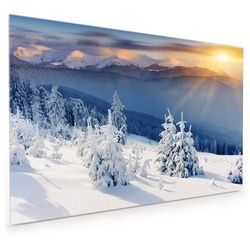 Primedeco Küchenrückwand Küchenrückwand Spritzschutz Glas mit Motiv Sonnenuntergang im Winter 60 cm x 40 cm