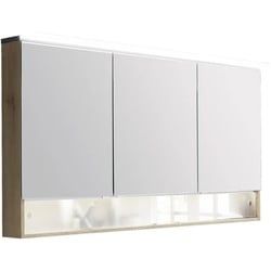 Novel Spiegelschrank , Eichefarben , Glas , 6 Fächer , 140x82x15 cm , Goldenes M, Made in Germany , Badezimmer, Badmöbelsets & -serien, Badmöbelserien