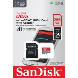 Sandisk microSDXC Card 256GB, Ultra, Class 10, U1, A1 (R) 150MB/s, SD Adapter, Retail-Blister