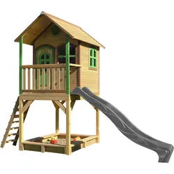 Ambia Garden Spielturm , Braun, Grau, Grün , Holz, Kunststoff , 370x291x191 cm , Fsc, EN 71 , Freizeit & Co, Gartenspielzeug, Spielhäuser