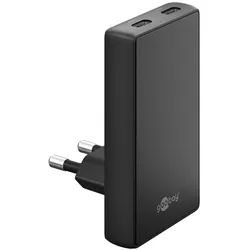 Goobay USB-CTM PD GaN Dual-Schnellladegerät 90° Flat 45 W schwa