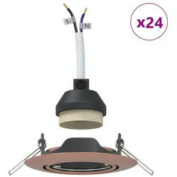 vidaXL Deckenleuchten 9 x 9 x 2,5 cm Einbaustrahler 24 Stück Rund GU10 Kupfer Ø90 mm Stahl bunt