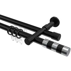 GARDINENSTANGE RUNDROHR-INNENLAUF Prestige Mavell 160 cm, 2-läufig, 20 mm Ø Schwarz