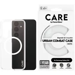 Flagship Case Transparent Urban Combat w. White QI Compatible Samsung Galaxy S24
