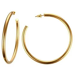 Order & Smile Schmuck Paar Creolen Creolen Ohrringe groß: Ohrstecker aus Edelstahl goldfarben