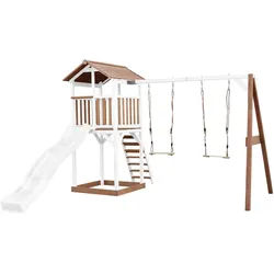 Spielturm , Braun, Weiß , Holz, Kunststoff , 356.6x241.9x349 cm , EN 71, CE, FSC 100% , Freizeit & Co, Gartenspielzeug, Spieltürme