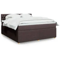 vidaXL Boxspringbett, Boxspringbett mit Matratze Dunkelbraun 180x200 cm Stoff