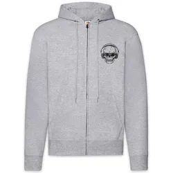 Urban Backwoods Sweatjacke Headphones Sunglasses Skull Zipper Hoodie Hard Rock Techno Tattoo (1-tlg) Electro DJ MC Rap grau S