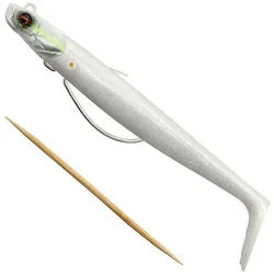 Savage Gear Kunstköder Savage Gear Sandeel V2 weedless - 2 Gummifische + 1 Jigkopf 13cm / 33g / White Pearl Silver UV