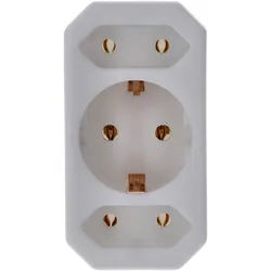 Multistecker 2x Euro und 1x Schutzkontakt weiß vertikal