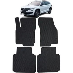 Tenzo-R Passform-Fußmatten Auto Gummi Fußmatten Schwarz Premium Set für Skoda Kodiaq 2017-2023