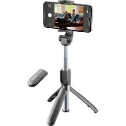 Cellularline Selfie-Stick FREEDOM - Selfie Stick mit integriertem Stativ - schwarz/silber schwarz