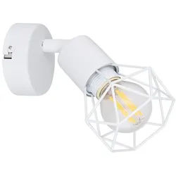GLOBO LIGHTING Wandleuchte, Leuchtmittel nicht inklusive, Wand Spot Leuchte Wohn Zimmer Beleuchtung Strahler Käfig weiß