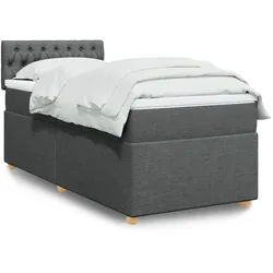 vidaXL Boxspringbett, Boxspringbett mit Matratze Dunkelgrau 90x190 cm Stoff