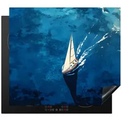 MuchoWow Herd-Abdeckplatte Segelboot - Wasser - Abstrakt - Schatten, Vinyl, (1 tlg), Küche Herdabdeckplatte Ceranfeld Vinyl Einteilig, 59x52 cm gelb 59 cm x 52 cm x 0.2 cm