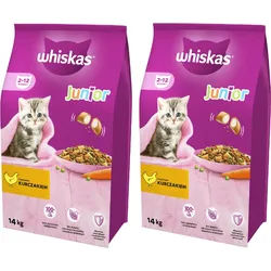 WHISKAS Junior 2x14 kg - Trockenfutter für Kätzchen, mit leckerem Huhn