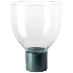 Fink Windlicht PEGO Windlicht mit Glas - Edelstahl - blau/grün - H. 36cm x Ø 27cm (1x Windlicht, Kandelaber - Armleuchter), Glaswindlicht - Kerzenglas - Lichtglas - Glaslaterne blau|grün