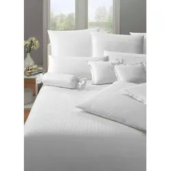 Bettwäsche ELEGANTE "Milano", weiß, B/L: 155cm x 220cm, 1 Stk., 1 Stk., Mako-Satin, B/L: 80cm x 80cm, 2 Stk., Mako-Satin, Obermaterial: 100% Baumwolle, Bettwäsche, Bettwäsche, mit feinen Streifen