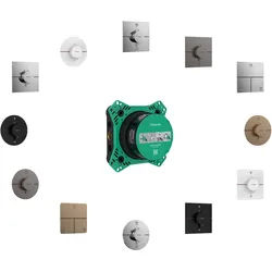 hansgrohe ShowerSelect Comfort E Thermostat, Unterputz, 2 Verbraucher, eckige Rosette, 15572140, Farbe: Brushed Bronze