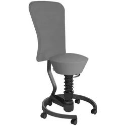 Aeris Bürohocker , Grau, Schwarz , Metall, Textil , Rollen, C-Form, rund , 55x105.115x55 cm , Made in Germany, Oeko-Tex® Standard 100, AGR-geprüft , Büromöbel, Bürostühle, Bürohocker