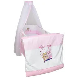 Baby-Delux Babybettwäsche Baby Bettwäsche Set 4-Tlg. Nestchen Chiffonhimmel, Baumwolle, 4 teilig, Bettset für Babybetten 140x70 & 120x60 verschiedene Designs weiß