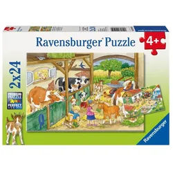 Ravensburger Puzzle Kinderpuzzle 2x24 Teile - Fröhliches Landleben, 24 Puzzleteile