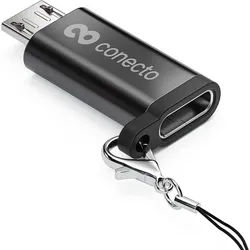 conecto conecto Micro USB auf USB-C Buchse OTG Adapter, alu USB-Kabel schwarz