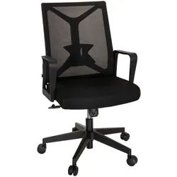 Mid.you Drehstuhl , Schwarz , Kunststoff, Textil , Drehkreuz , 57x97x62 cm , ergonomische Rückenlehne , Büromöbel, Bürostühle, Drehstühle