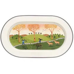 Servierplatte VILLEROY & BOCH "Platte oval Design Naif 34 x 24 cm bunt", bunt, Porzellan, Servierplatten, Servierplatte