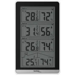 technoline WS 7060 Wetterstation (inklusive 3 Außensensoren, 3x Anzeige für Temperatur und Luftfeuchte) schwarz