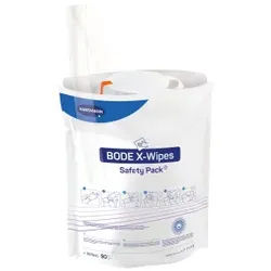 BODE X-Wipes Safety Pack Einweg-Vliestuchspendersystem, Für flüssige Flächen- und ausgewählte Instrumenten-Desinfektionsmittel von Bode, 1 Standbodenbeutel = 90 Tücher, Maße: 20 x 30 cm