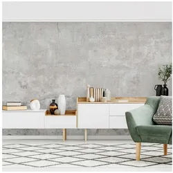 Bilderdepot24 Vliestapete Beton Shabby Betonoptik Betonoptik Tapete Industrial Rustikal, Glatt, Matt, (Vliestapete inkl. Kleister oder selbstklebend), Wohnzimmer Schlafzimmer Küche Flur Fototapete Motivtapete Wandtapete grau 1.92 m x 1.27 m