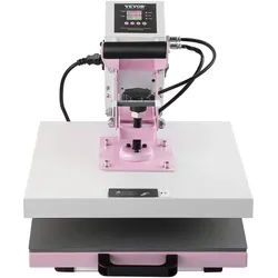 VEVOR Wärmepresse, 15 x 15 Zoll digitale Wärmepresse, herausziehbare Wärmeübertragungsmaschine, schnelles und gleichmäßiges Aufheizen, 2-lagige Isolierbaumwolle, Wärmeübertragungsmaschine für T-Shirts/Kissen/Taschen, Rosa