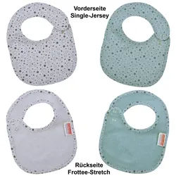 Wörner Lätzchen Sterne eisblau-hellgrau Druckknopflatz 22x29 cm, (2-St), mit Druckknöpfen, maschinenwaschbar, trocknergeeignet blau|grau