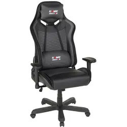 Xora Gamingstuhl , Schwarz , Kunststoff , Drehkreuz , 72x128-138x72 cm , Wippmechanik mit Härtegradeinstellung, Rückenlehne in S-Form, Sitzfläche 360° drehbar, Nackenkissen abnehmbar , Büromöbel, Bürostühle, Gaming-Sessel