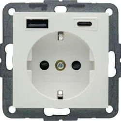 Berker 48141909 Schutzkontakt-Steckdose / USB A-C, 20 W, mit erhöhtem Berührungsschutz, S.x/B.x, polarweiß matt