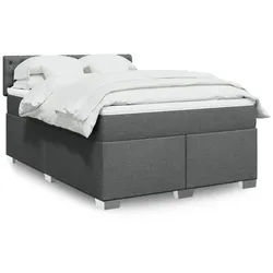 vidaXL Boxspringbett, Boxspringbett mit Matratze Dunkelgrau 160x200 cm Stoff