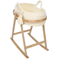 Jimmylee Moseskorb , Naturfarben, Beige , Kunststoff, Textil, Holzwerkstoff , 51x93x81 cm , Baby & Kindermöbel, Babyzimmer, Babybetten, Stubenwagen & Babywiegen