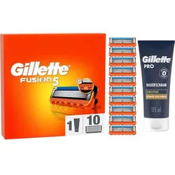 Gillette Fusion 5 Rasierklingen und Bartpflege Set, 10 Ersatzklingen für Nassrasierer Herren + Gill 1 St Männer
