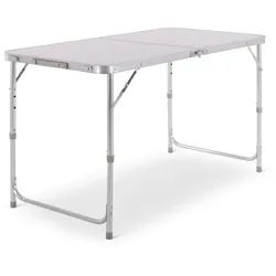 Klapptisch, 3-fach höhenverstellbar, klappbar, Falttisch 120 x 60 cm, Weiß, Raburg Lukas