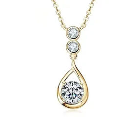 ROUGEMONT Kette mit Anhänger Funkelnde Moissanit Damen Halskette 925 Sterling Silber 18K Gold, Echtschmuck mit Echtheitszertifikat goldfarben