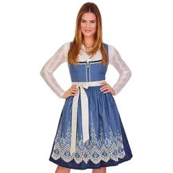 Alpenfee Tracht Dirndl Midi Dirndl 2tlg. - NEVA - jeansblau blau 34