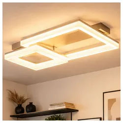 GLOBO LIGHTING LED Deckenleuchte, LED-Leuchtmittel fest verbaut, Warmweiß, Deckenleuchte LED Deckenlampe Metall sandfarben weiß matt L 53 cm