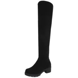 Ital-Design Elegante Overknee-Stiefel für Damen mit rutschfester Sohle Overkneestiefel (90827500) Blockabsatz Stiefel in Schwarz schwarz 39 EU